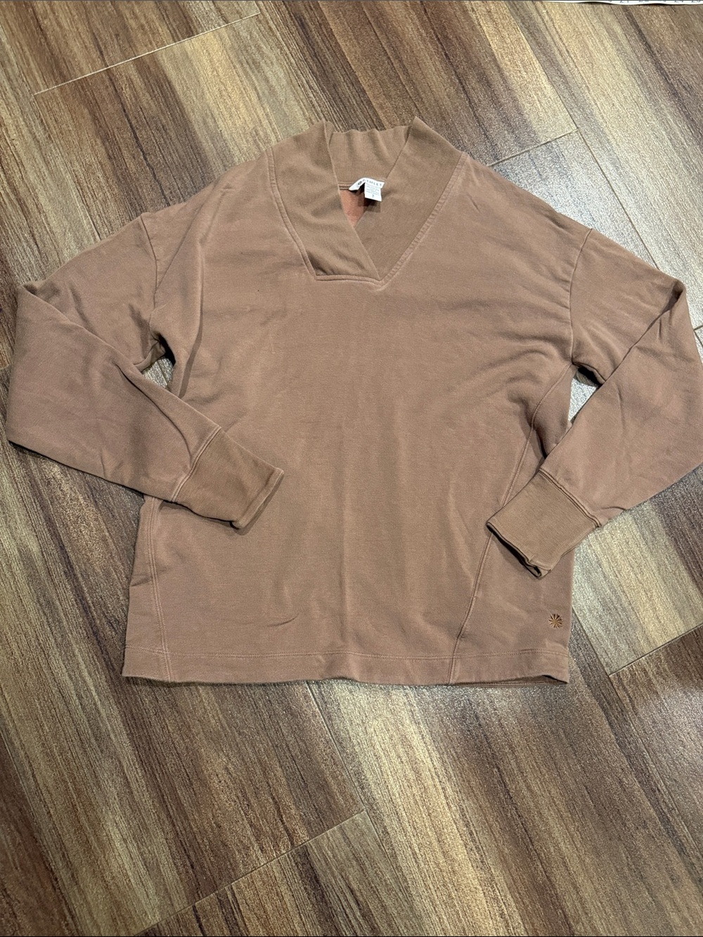 Athleta Taupe V-Neck Pullover Sweatshirt